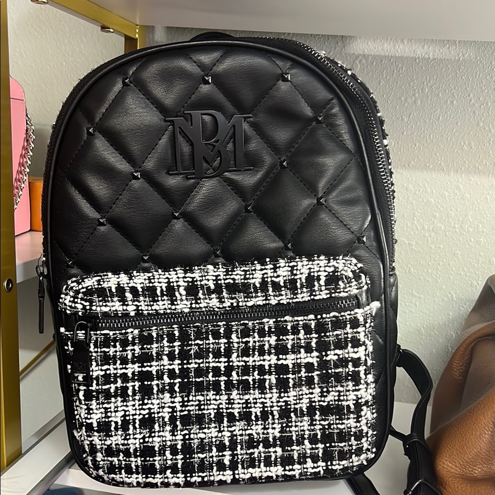 Badgley Mischka Black Quilted Backpack